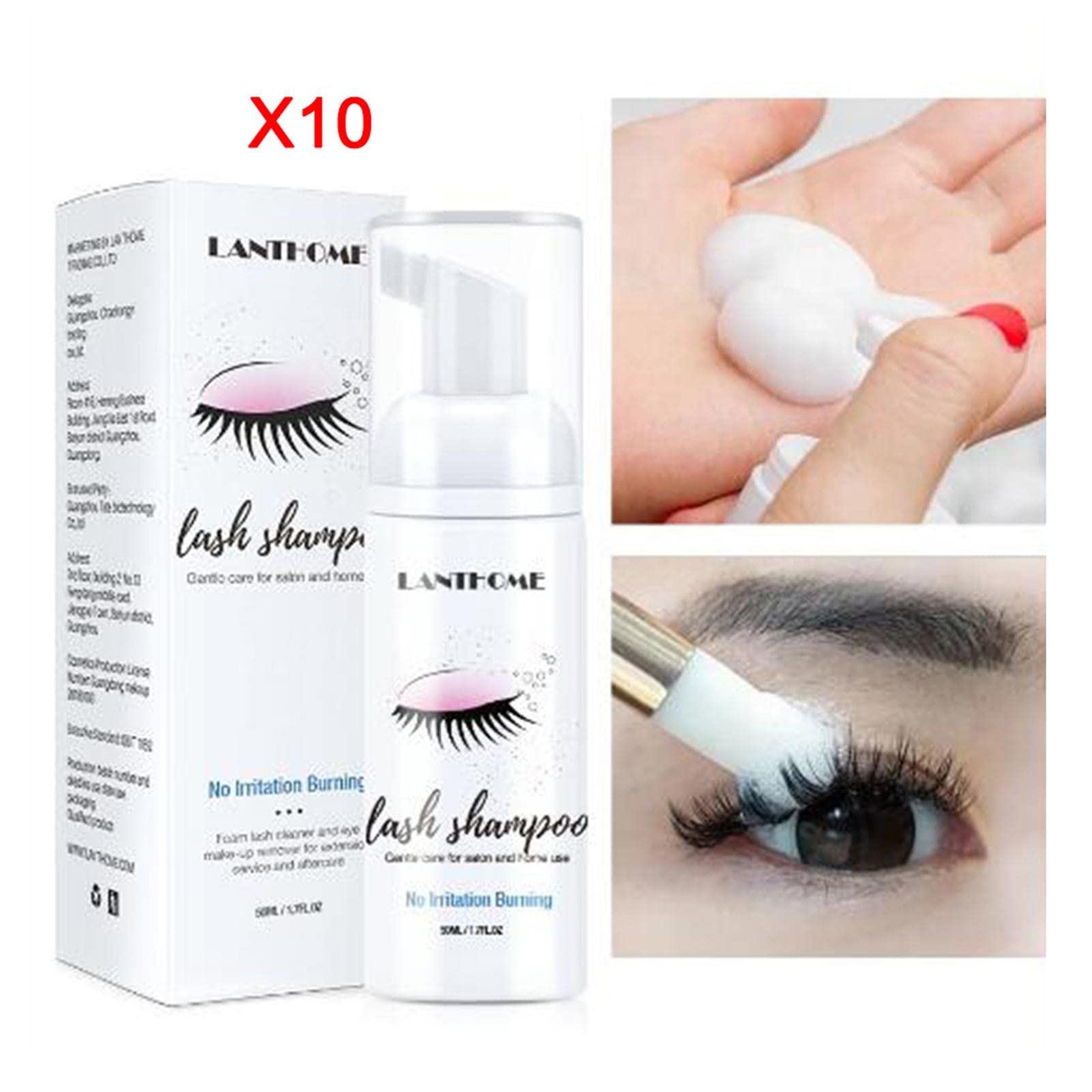 10x Extension de Cils Shampoing Mousse Nettoyante Nettoyant Doux Naturel