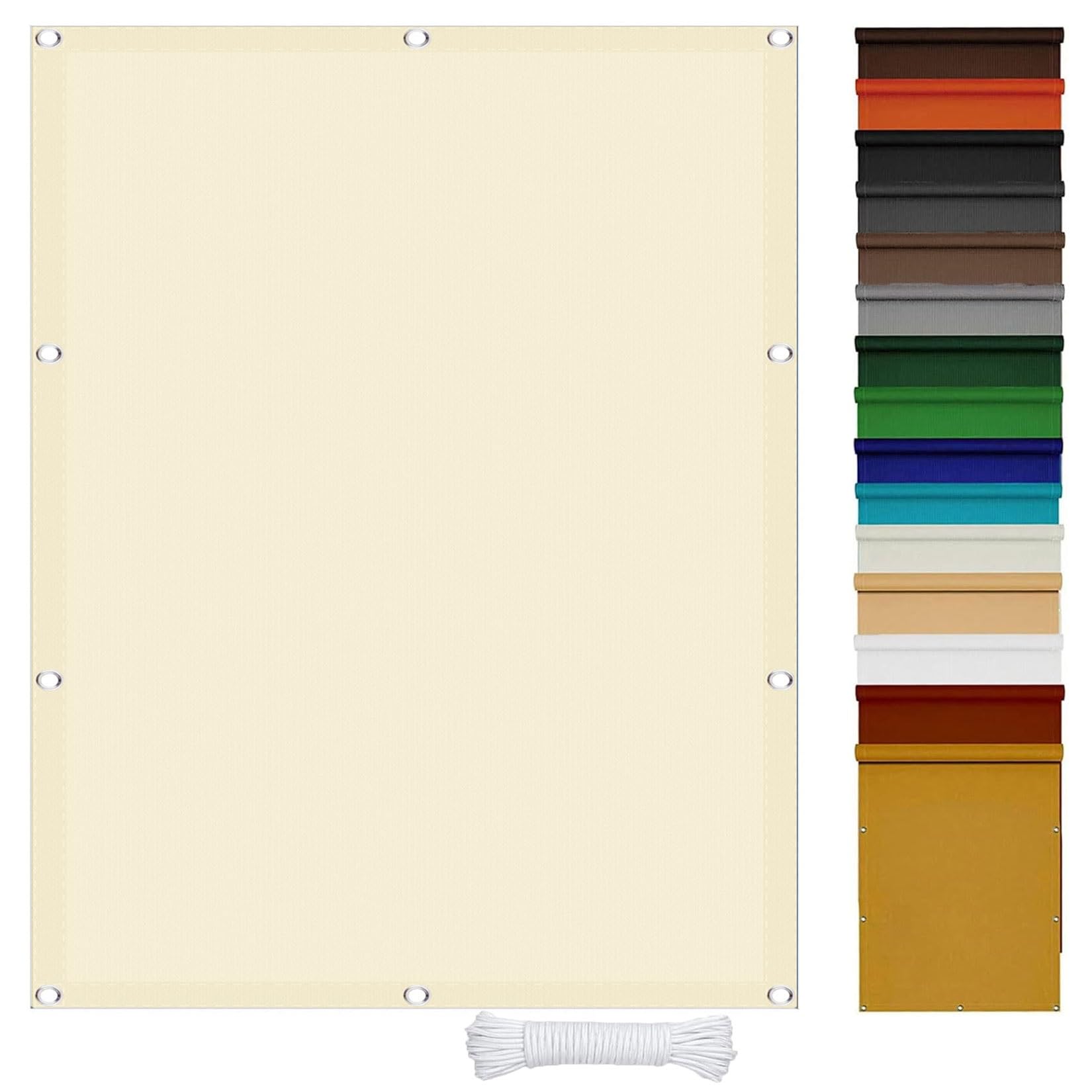 Voile d'ombrage imperméable UV auvent d'ombre polyester crème 80x480 cm avec œillets