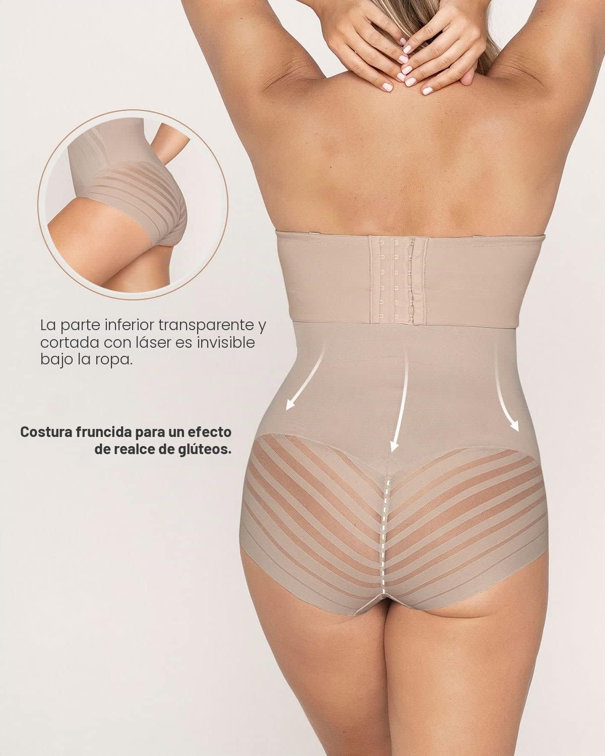 Leonisa Bragas Moldeadoras de Cintura Extra Alta con Control de Abdomen Firme para Mujer con Rayas de Encaje