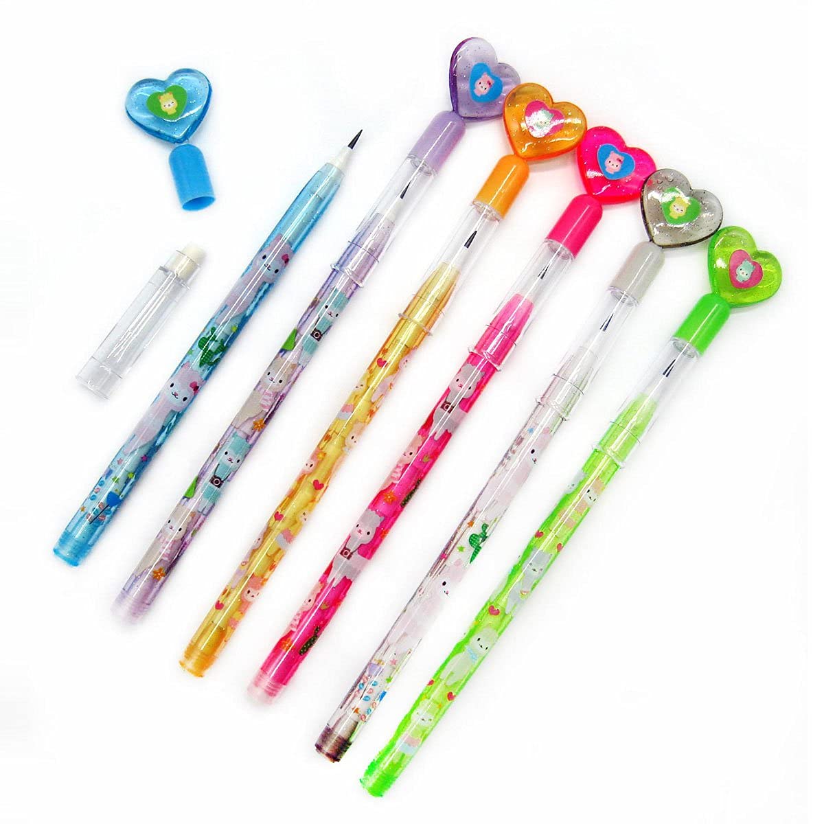 TINYMILLS Donuts Party Favor Set - 48-Piece Kit With Pencils, Stampers, Stickers, Notepads, Non-Candy Goodie Bag Fillers