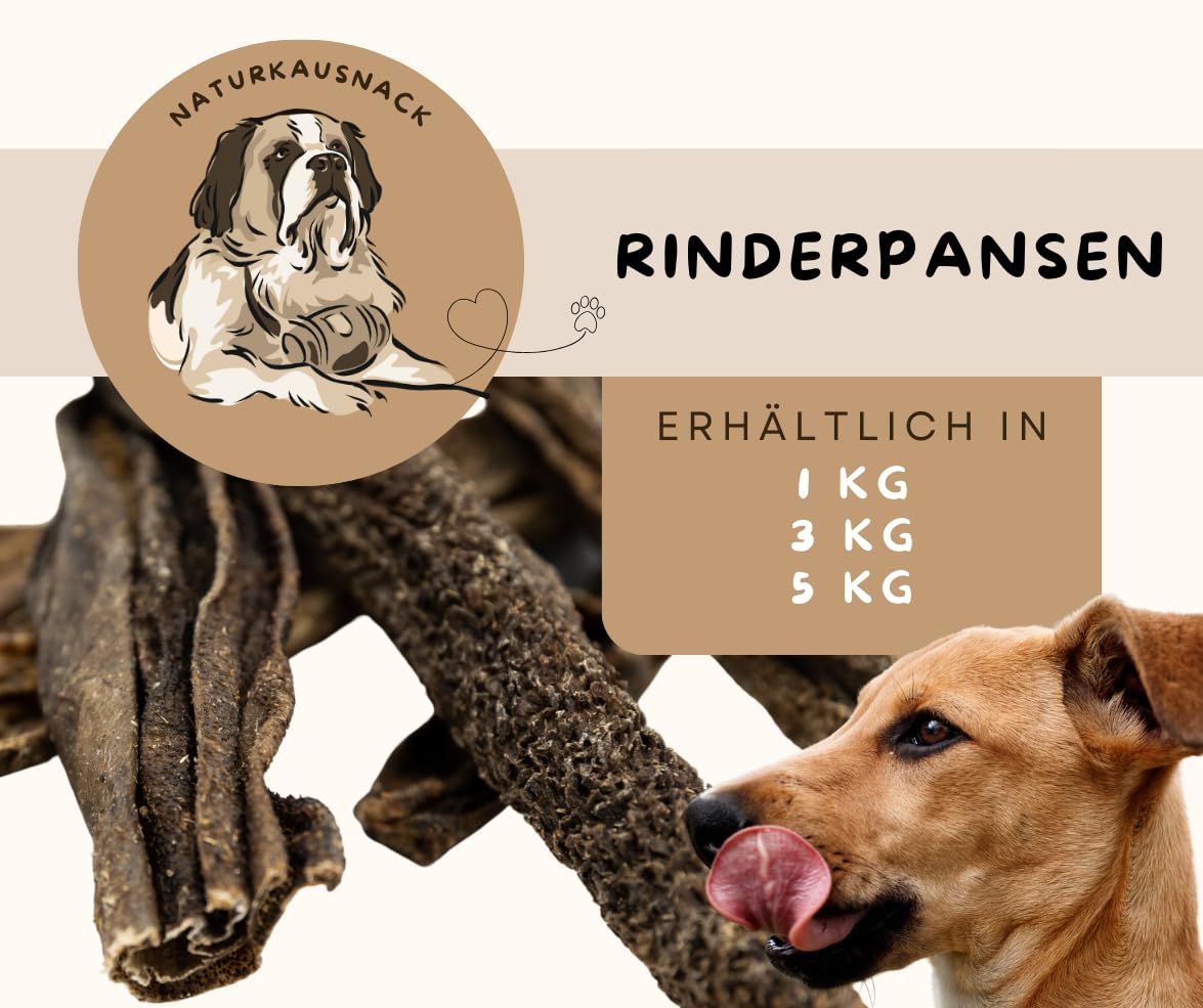 Warnick's Hundesnack Rinderpansen getrocknet - 5 kg (5 x 1 kg) | Naturkausnack für Hunde aus 100% Rind - Fettarm & proteinreich - Luftgetrocknet ohne Zusätze - Zur Zahnpflege