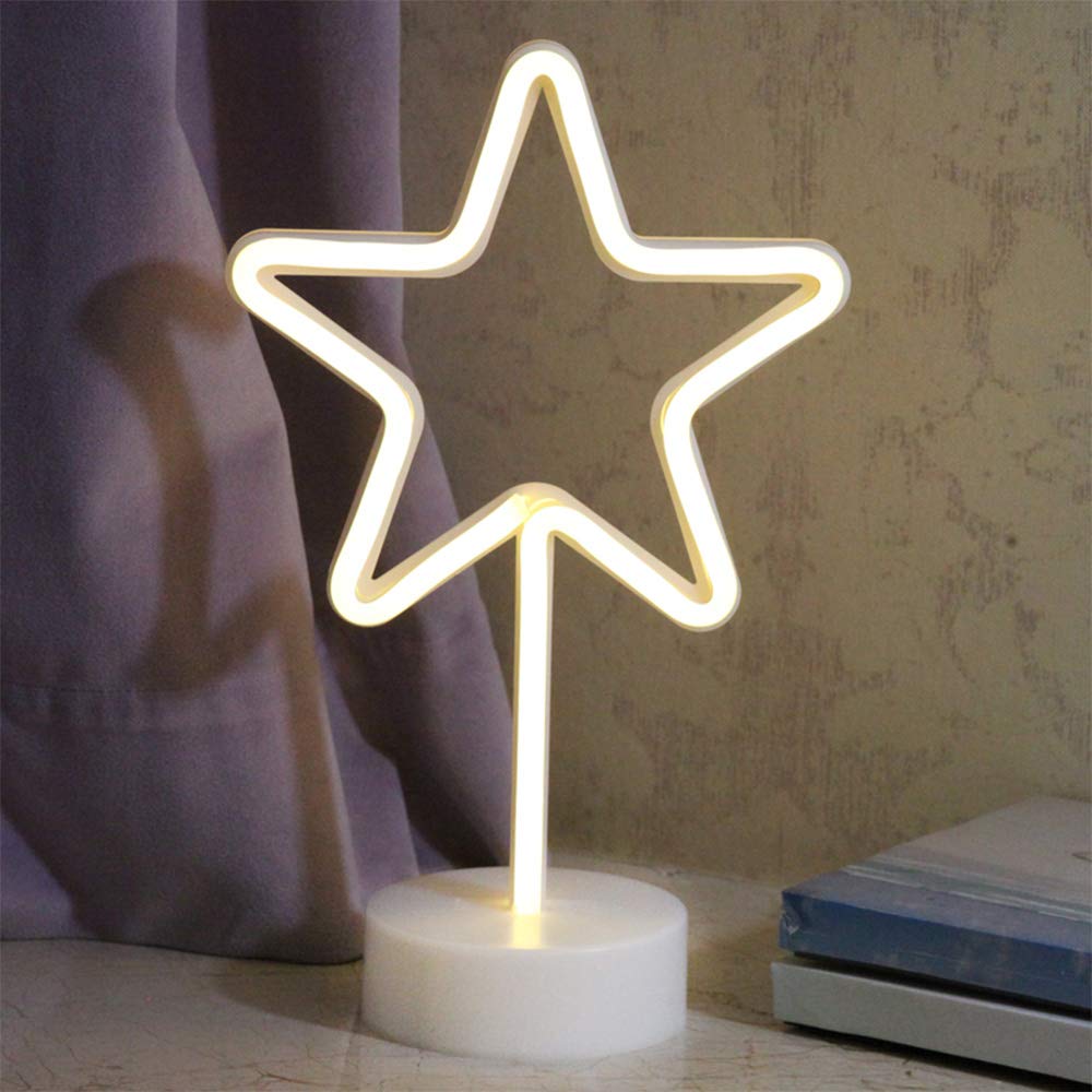 Sponsored Ad – ENUOLI Star Neon Signs, Battery/USB Powered LED Neon Light with Stand, Warm White Star Table Lamp for Room, Bedroom, Office, Birthday Party Decor