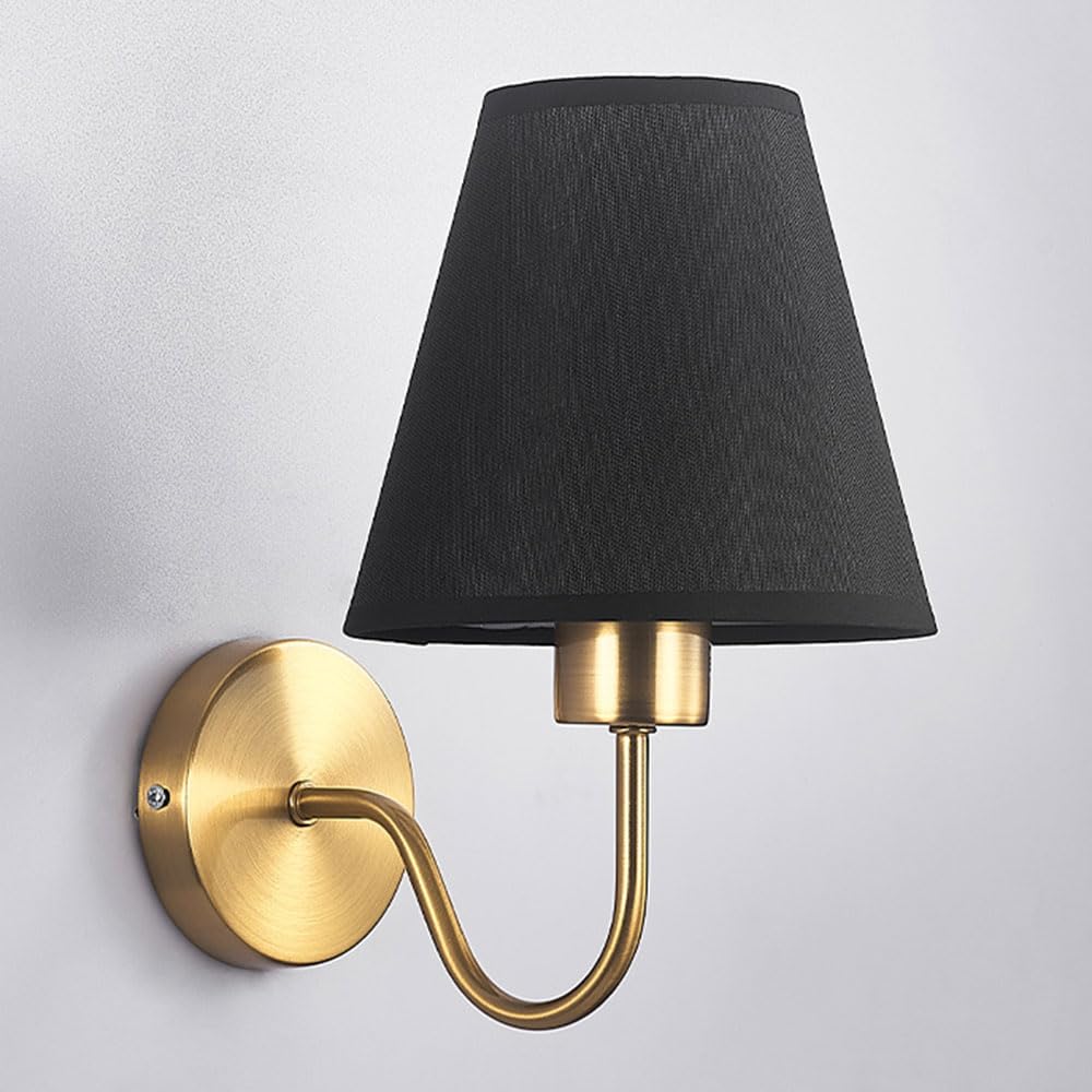 Ibalod B Farmhouse Rustic Wall Lamp Ronze Metal Fixture Linen Fabric Wall Sconce Edroom Edside Wall Lights Athroom Vanity Living Room Hallway Dining House Home Kitchen Wall Lantern