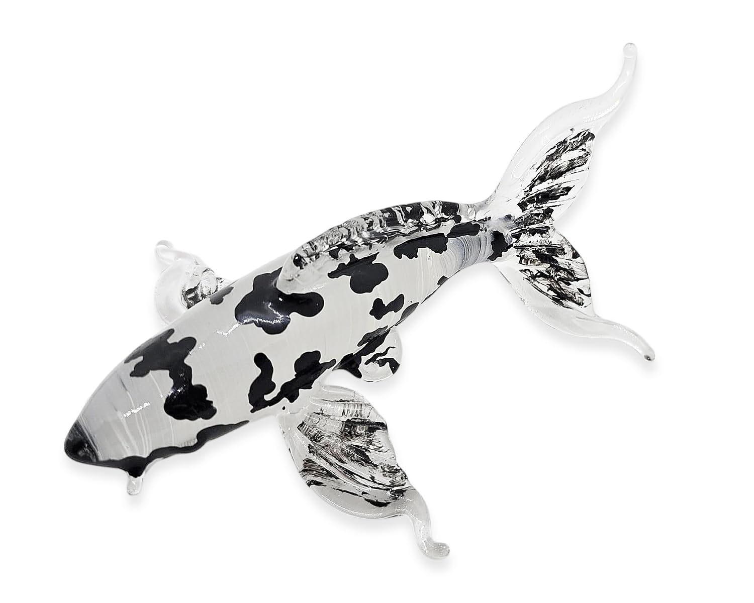 Figurine carpe en verre soufflé de 14,8 cm fait main pour déco de luxe