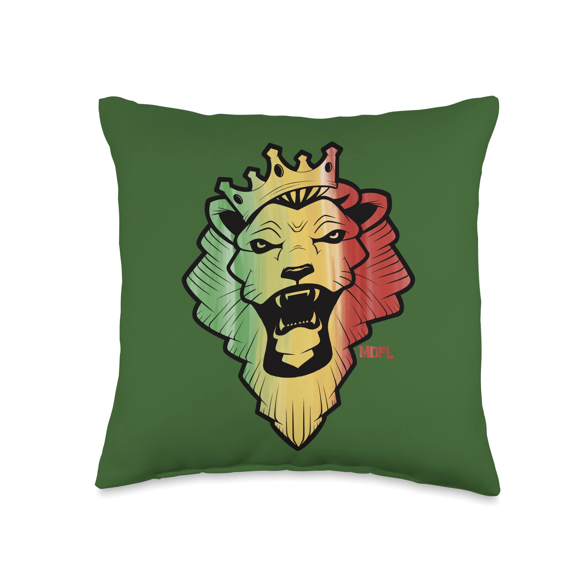 MDFL Designs Rasta Lion Throw Pillow, 16x16, Multicolor