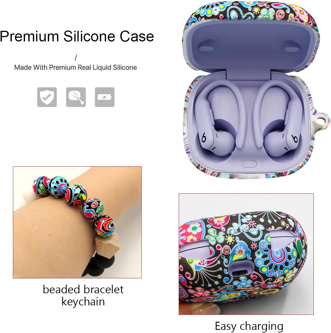 Case Compatible with Beats Powerbeats Pro2(2025),Shockproof Silicone Cover with Bracelet Lanyard and Keychain, Cute Skin Wireless Earbuds Case for Beats Powerbeats Pro 2 (Jellyfish) - Image 5