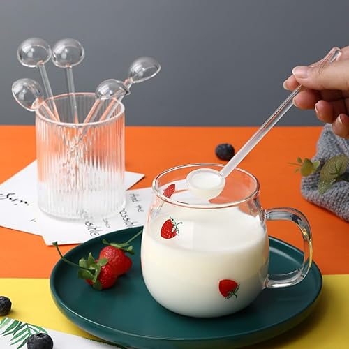 Miniatura 7 de CALLARON 8 cucharaditas de vidrio para expreso transparente, mini cuchara de café, barra de agitación, cuchara mezcladora, agitadores de té para té,