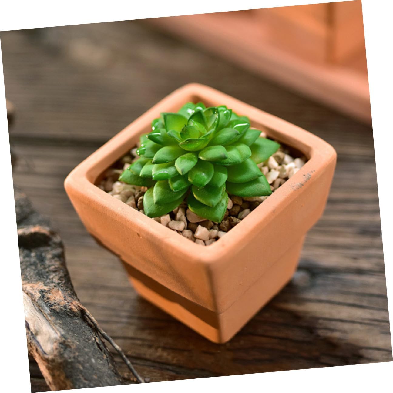 Red Pottery Square Planter for Succulent Plants and Cacti, Medium 10.5x9cm Terracotta Flowerpot with Breathable Design, Desktop Plant Holder for Indoor Gardening and Home Décor