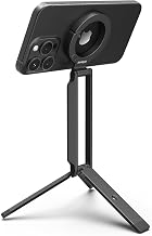 MaGdget Carabiner Stand/Magget Carabiner Stand, Compatible with MagSafe Magnet, Smartphone Tripod, Foldable, Smartphone Stand, Mobile Stand, Photography, Selfie Stick, Camera Accessory, 1/4 Inch Screw Hole, Lightweight, Compact, Angle Adjustment (Black)