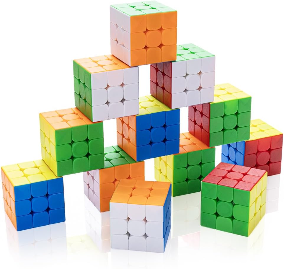 12 Pack Speed Cube Set,Magic Cube for Party Favors 3x3x3 Stickerless Magic Cube