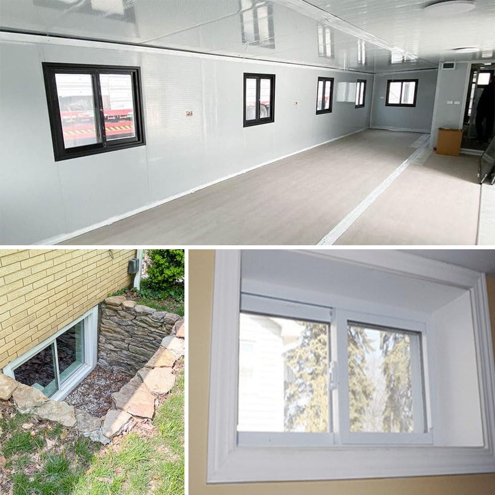 Replacement Basement Windows 31x12in 32x13in 39x22in Shed Sliding Windows with Glass and Screen, Aluminum Alloy Frame, for Mobile Home Windows Chicken Coop Rv Garage(White,30" x 12")