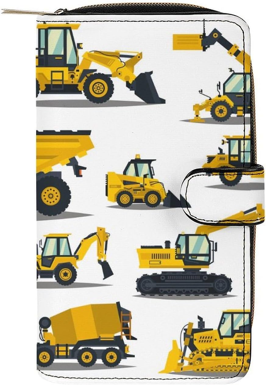 Construction Equipment Forklifts Cranes Excavators Tractors Bulldozers Trucks Portable Leather Multifunctional Wallet