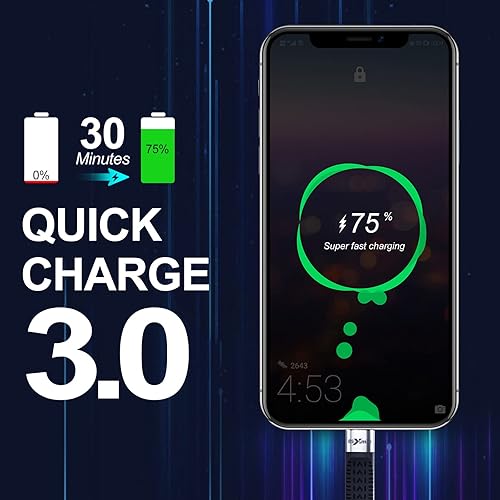 Miniatura 4 de Cable corto USB C [5.5 pulgadas], cable corto USB A a USB C, transferencia de datos de 10 Gbps, carga rápida 3.0 QC, compatible con Samsung Galaxy