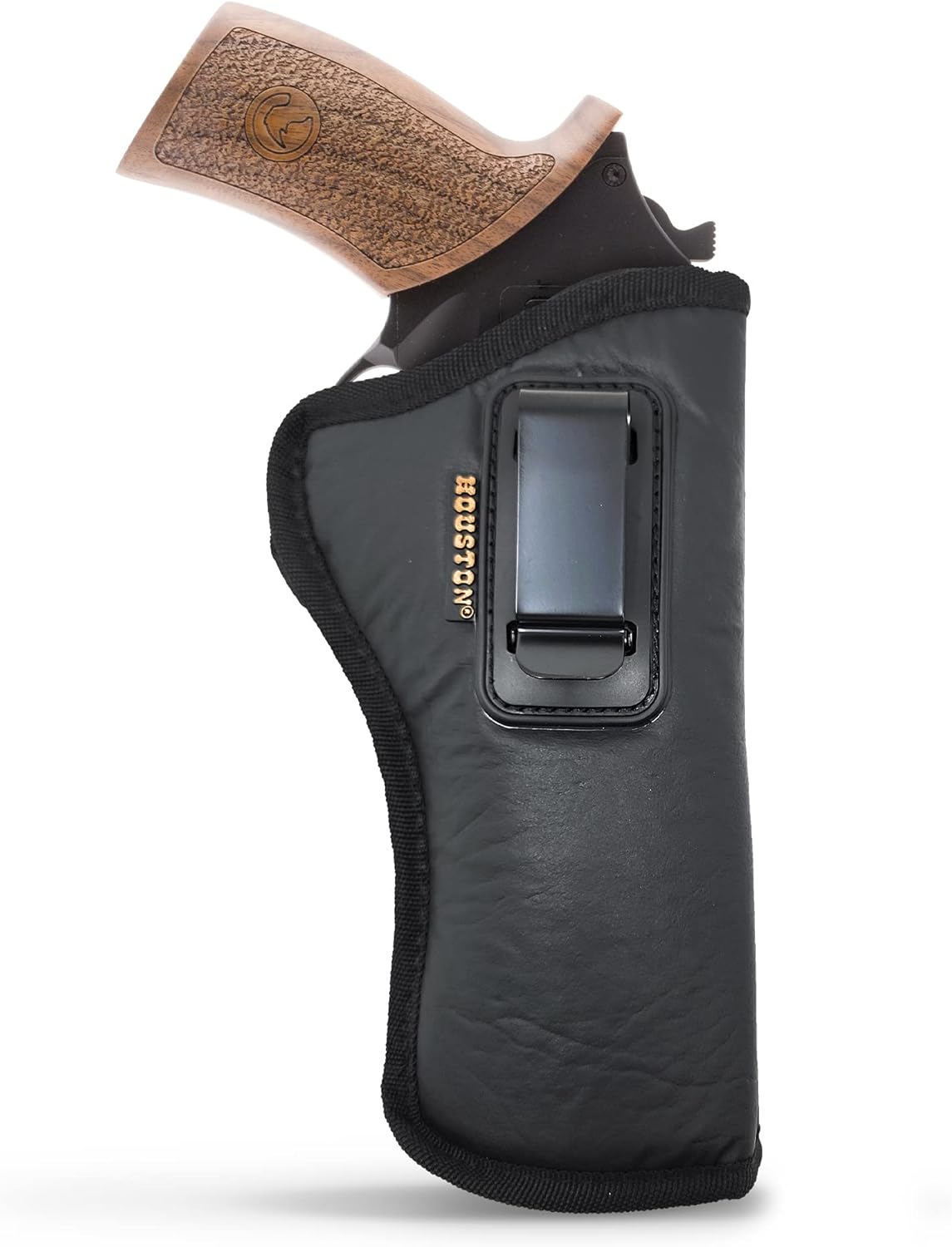 Houston Gun Holsters IWB ECO Leather Revolver Holster, Inside Waistband Carry with Metal Clip and Soft Suede Interior, Fits Rhino Rev 60DS 357 MAG 6" BBL Gun Holster for Concealed Carry