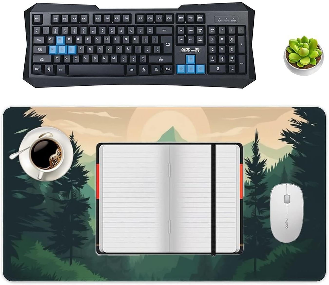 Mountain Green Forest Desk Mat Mouse Pads Extended Desk Pad Gaming Mousepad Cute Office Desk Mats 40X75cm