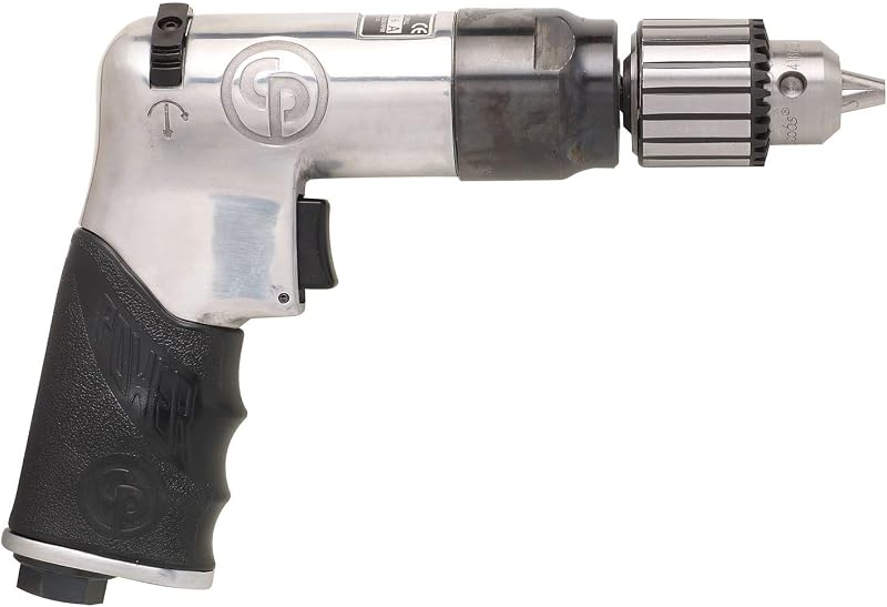 Chicago Pneumatic CP789R-26 - Air Power Drill, 3/8 Inch (10mm), Reversible, Keyed Chuck, Aluminum Housing, Pistol Handle, 0.43 HP / 320 W, Stall Torque 3.1 ft. lbf / 4.2 NM, 2600 RPM, Home Improvement