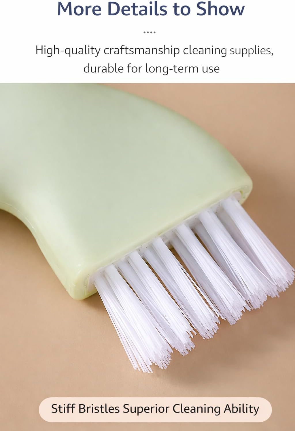 2 Pack Crevice Cleaning Brush with Water Bottle Connector, Multi-Purpose Dry & Wet Cleaning Brush for Kitchen, Bathroom, Sink, Stovetop, Tile Gaps, Shoes (Green & White)