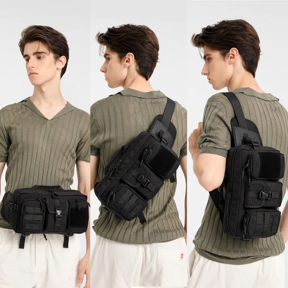 Fanny Pack dla mężczyzn i kobiet, wodoodporna, duża saszetka na pasek, pasuje na tablet 19 cm, torba biodrowa z regulowanym paskiem do treningu, biegania, wędrówek, Brązowy, Small, Regulowana