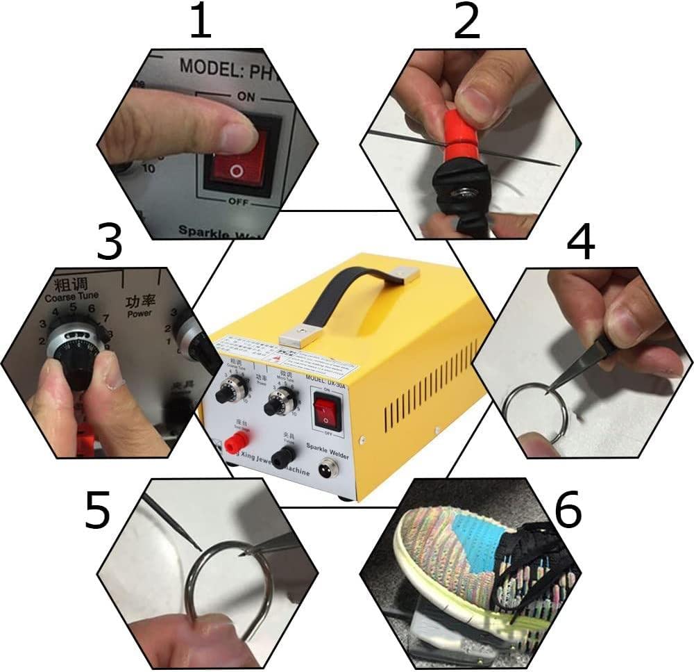 Saldatrice a punti, saldatrice laser portatile Saldatrice ad arco a impulsi per la riparazione di gioielli fai-da-te Saldatrice a punti e saldatura in acciaio argento oro metallo alluminio,Yellow