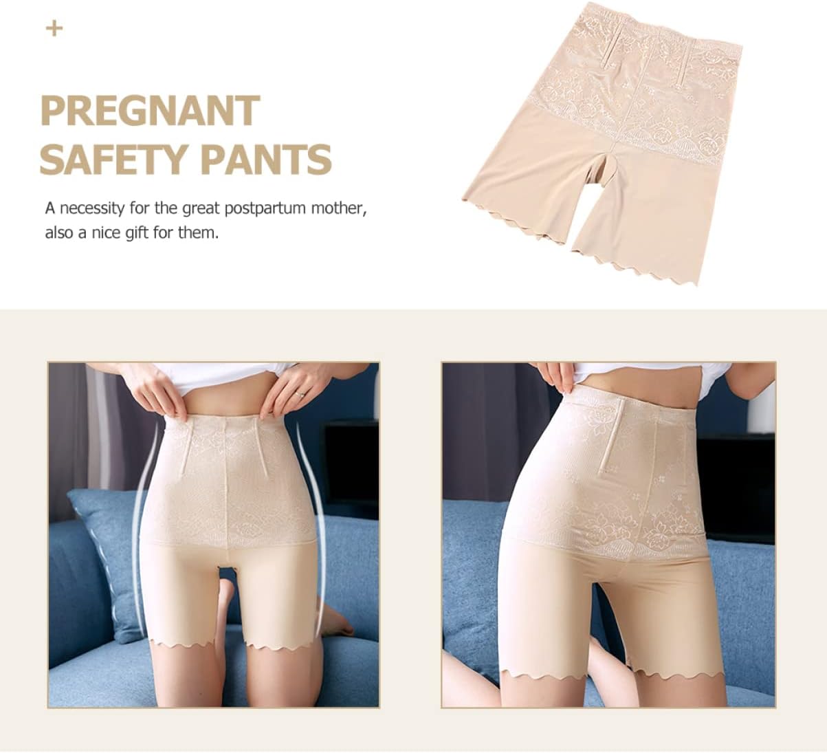 Maternity Shorts Active Ice Silk Underwear Comfortable Abdomen Support Panties Postpartum Women Khaki
