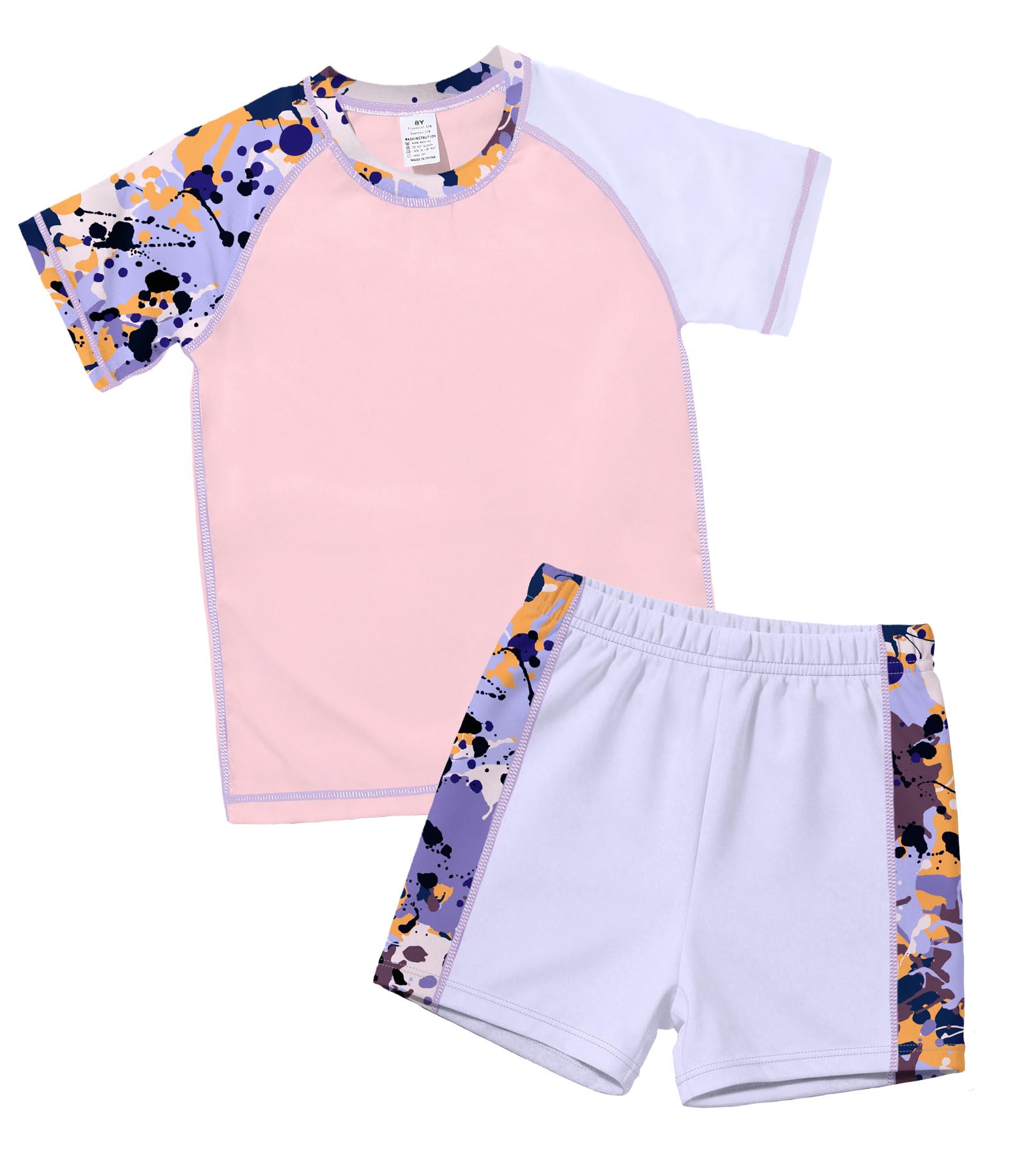 ANGEL CITIZ UV Kleidung Kinder Zweiteiler Badeset Schwimmshirt Badehosen für Jungen UPF 50+ Badebekleidung Mädchen 98-140