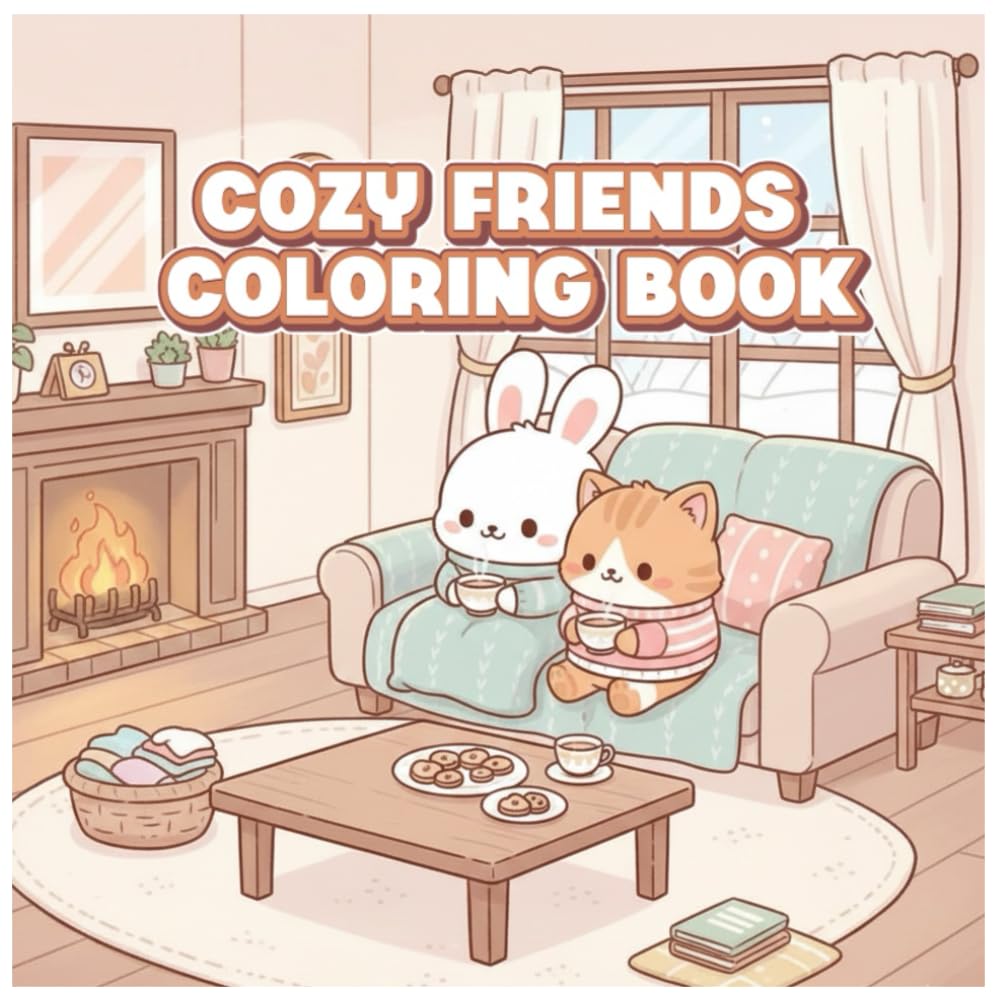 Cozy Friends Coloring Book: Super Cute Animal Characters in Cozy Everyday Moments | Easy & Relaxing Coloring Pages for Adults and Teens