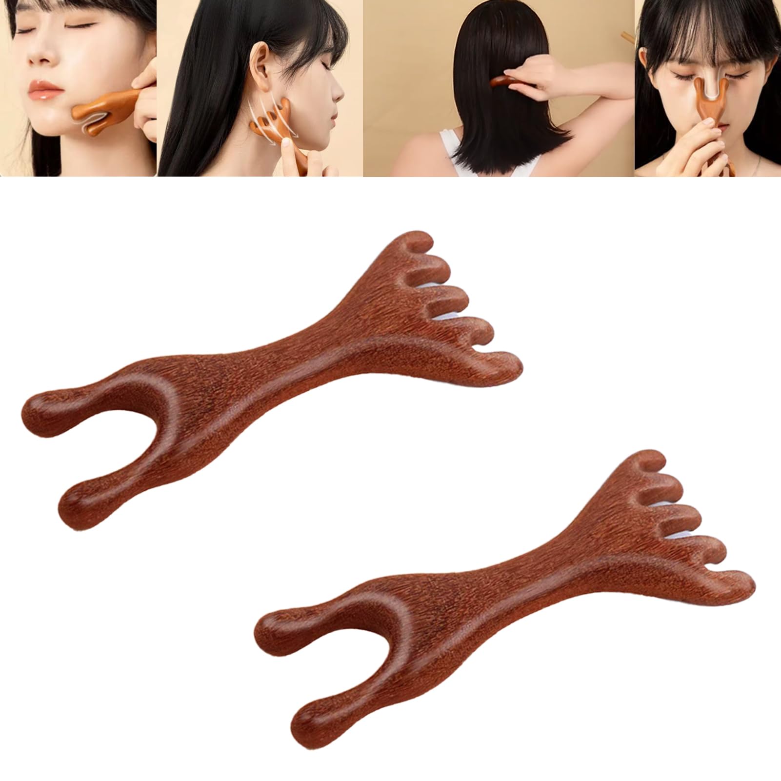 Five Touch Therapy Comb Massage Golden Sandalwood Massager Tool Massager Brush Meridians Portable Wooden Head Massag Comb for