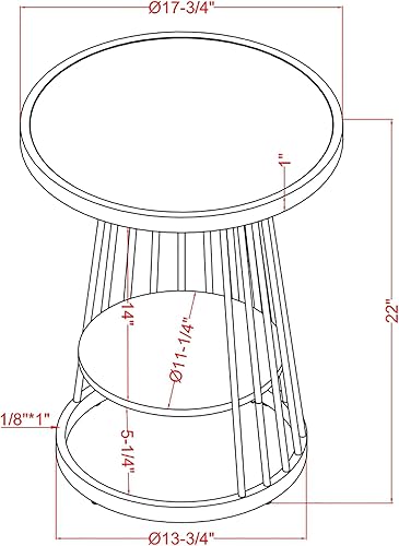 Miniatura 3 de 247 Shop at Home Demick - Mesa auxiliar redonda de metal moderno de 18 pulgadas con 1 estante para sala de estar, dormitorio, oficina en casa,