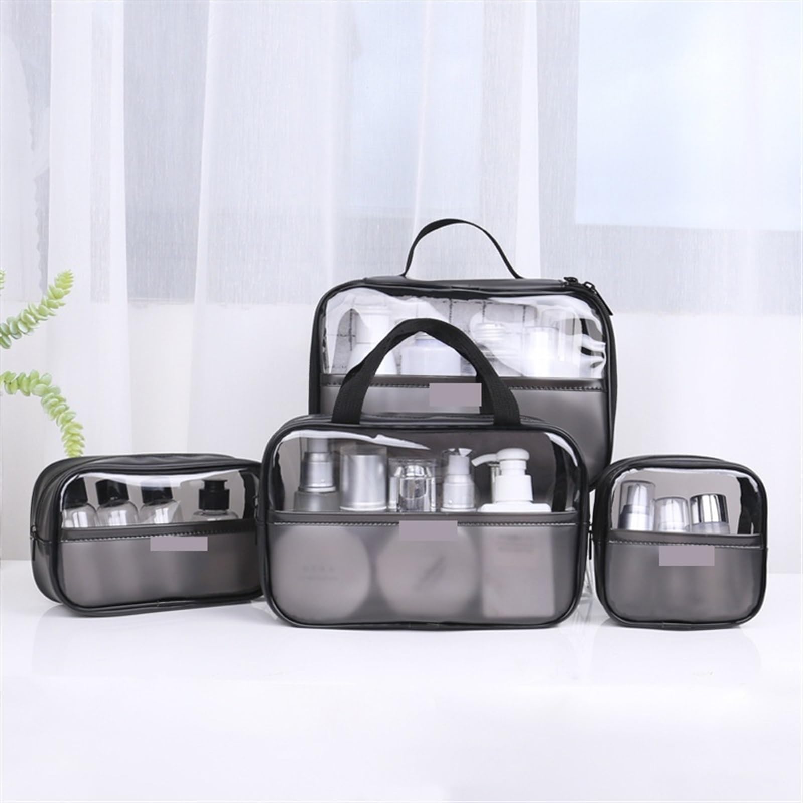 Bolsa de Maquillaje Impermeable con Gancho Colgant Bolsa de cosméticos transparente de PVC, bolsa de almacenamiento for baño, bolsa de almacenamiento multifunción for viajes, bolso de mano for cosméti