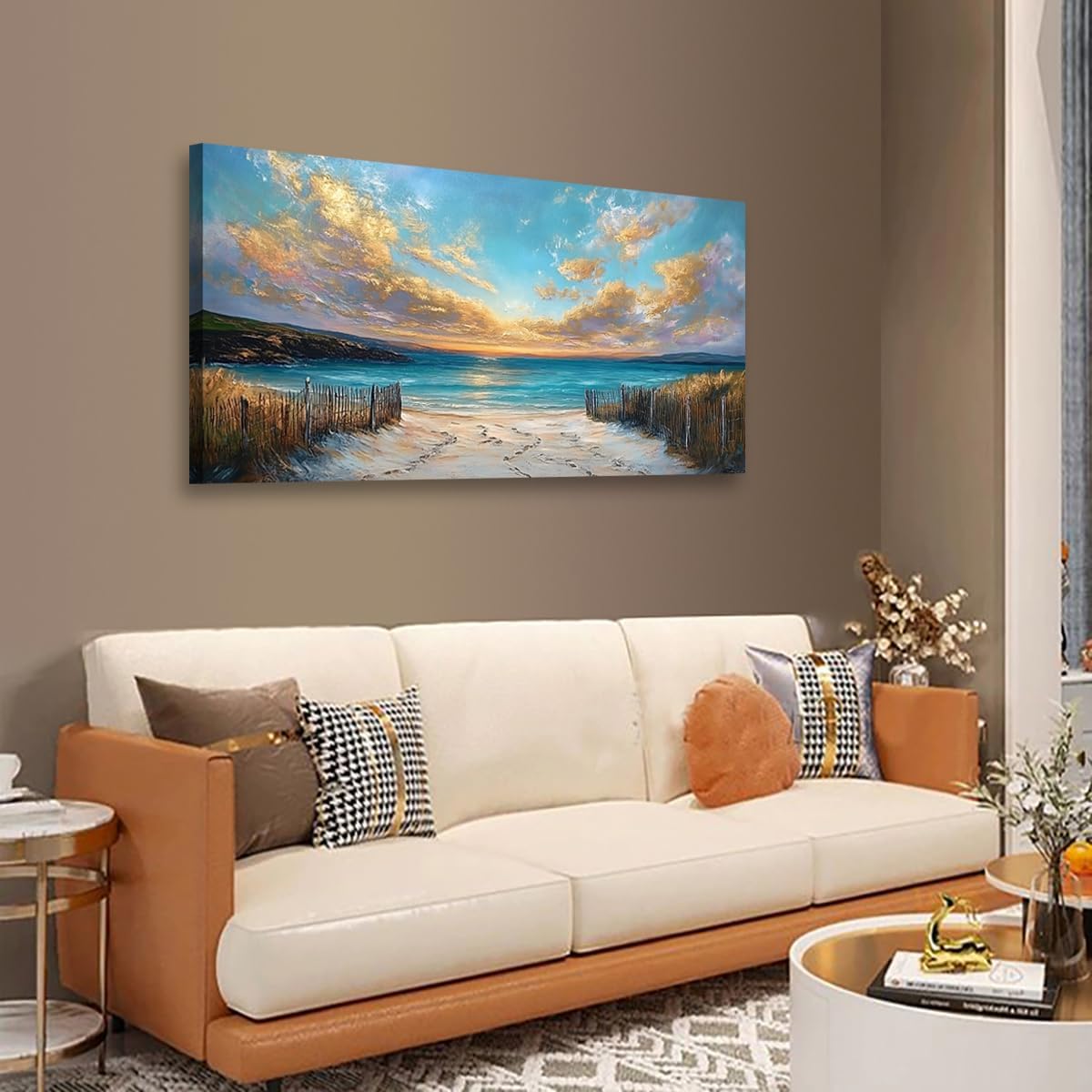 Seascape Sunset Pictures Canvas Wall Art For Living Room Bedroom Wall Decor,Palm Wall Art Print Paitnings For Home Decor,Morden Artwork Coconut Tree Canvas Art Waterproof Ready To Hang-28x57 Inches