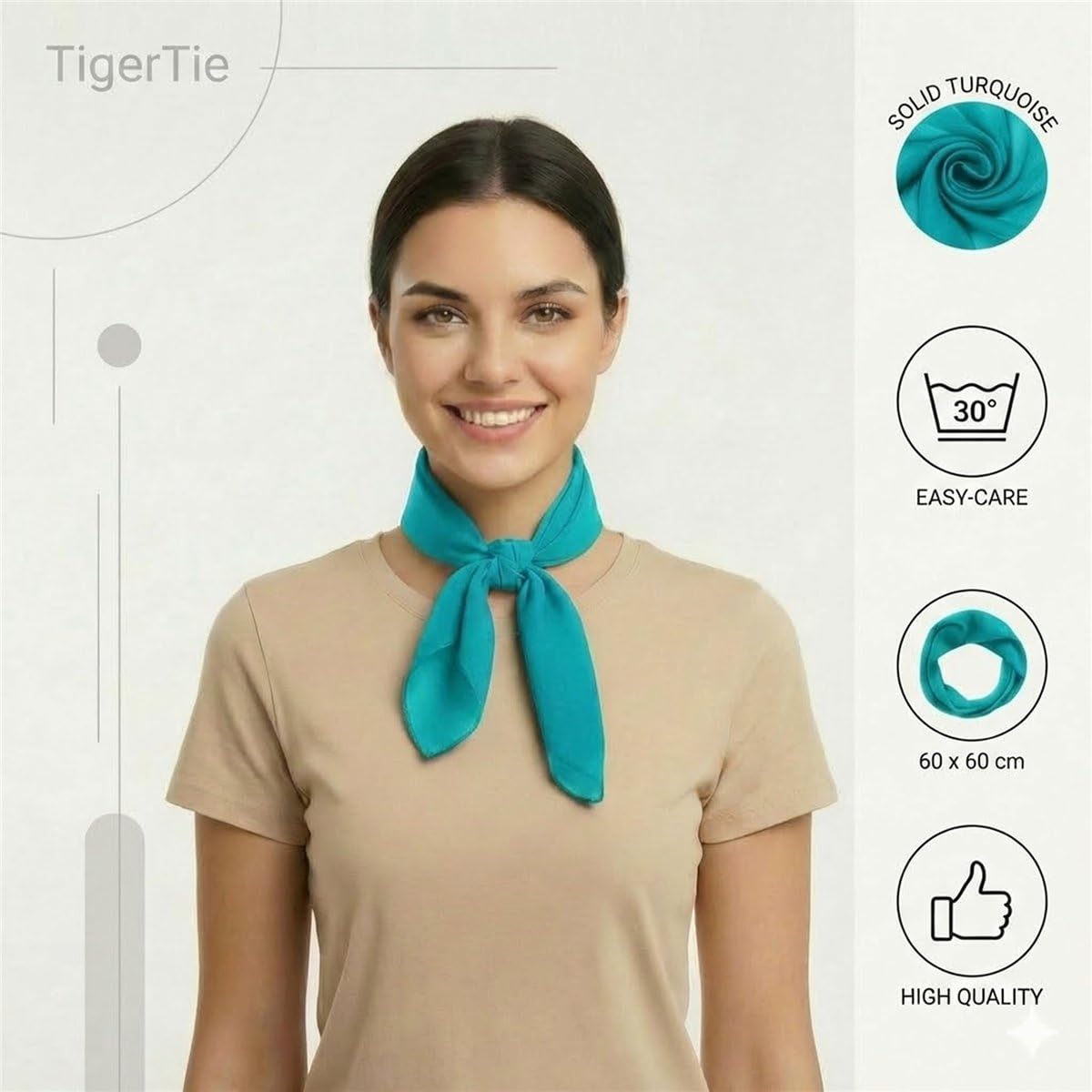 TigerTie Damska apaszka Nickituch w jednokolorowym jednolitym kolorze - rozmiar chusty 60 x 60 cm - 100% bawełna
