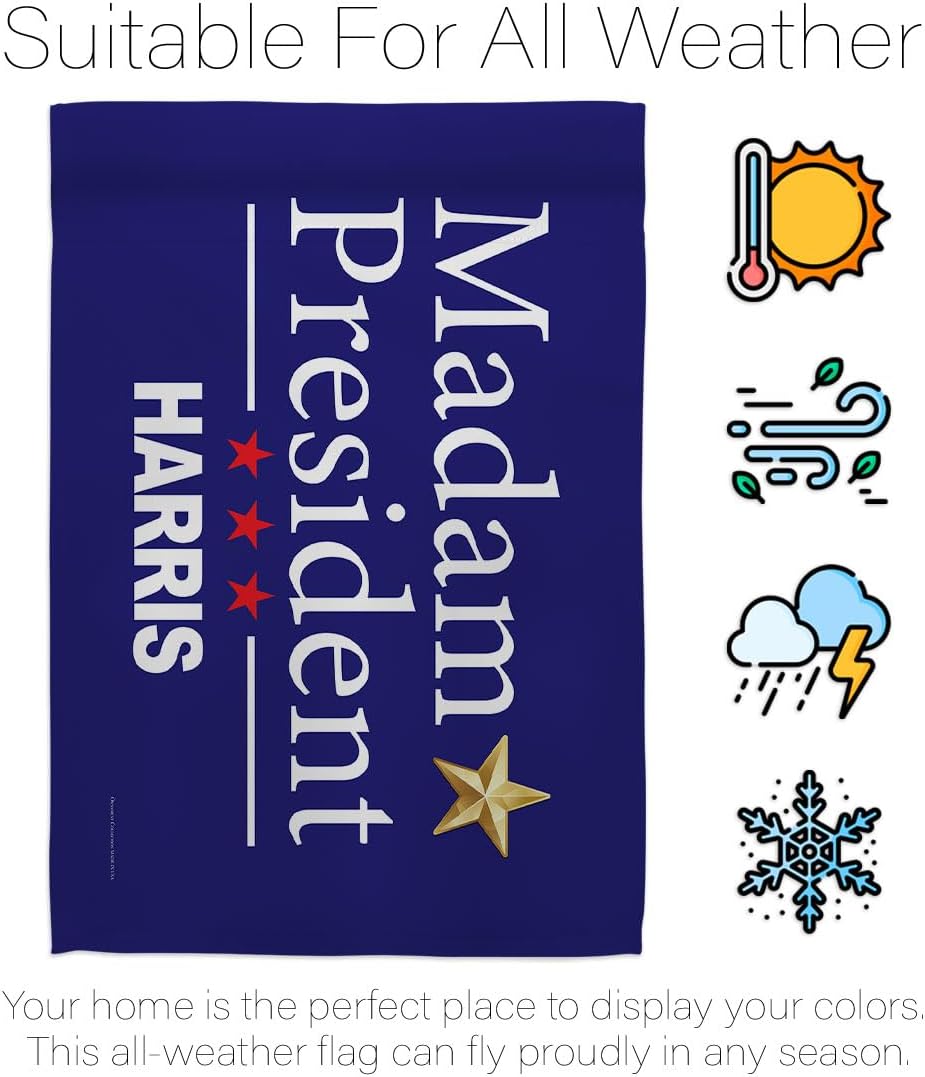 Blue Madam President Kamala Harris Flag Yard Sign Wall Decor Home Room Tapestry Garden Poster Patio Porch Election 47 Yard Sign Outdoor Patriotic Decorations Democrat Gift Made in USA