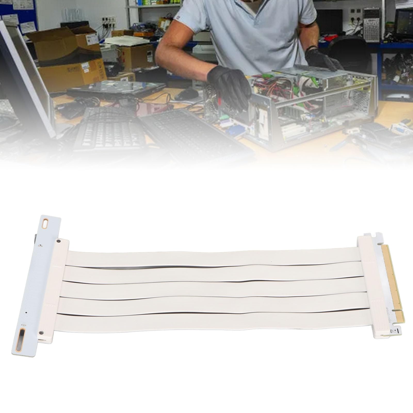 PUSOKEI Cavo Riser PCI Express 3.0 X16 Per Scheda Grafica - Estensore Flessibile Schermato EMI, 180 Gradi, Nero