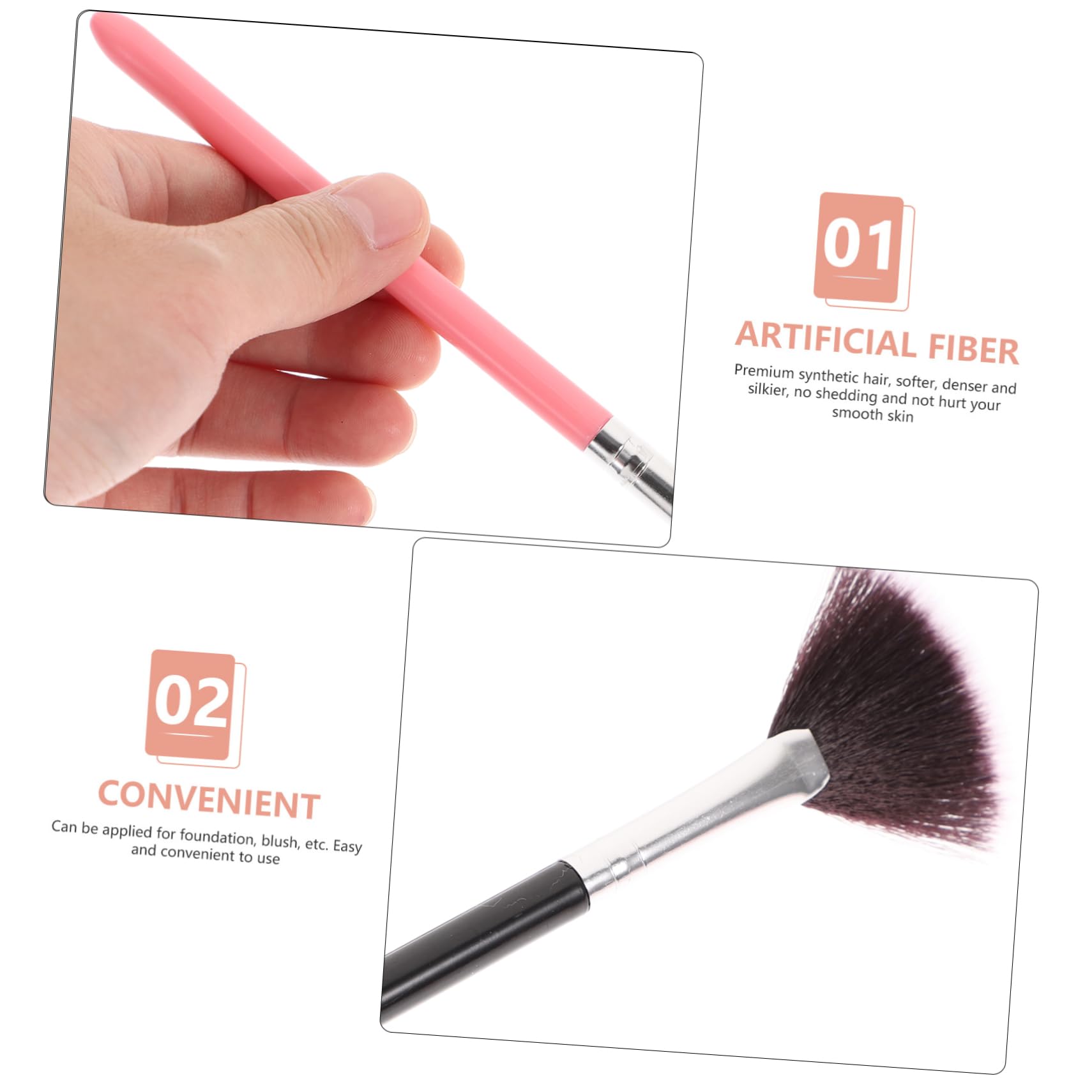 Didiseaon Makeup Brush Set 4pcs Labeled Fan Shaped Blusher Brush Powder Brush Made for Professional Artistry