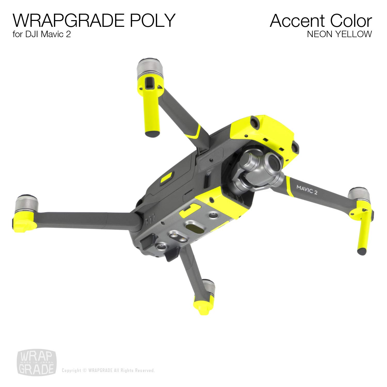 Wrapgrade Poly Skin for DJI Mavic 2 | Accent Color (NEON Yellow)