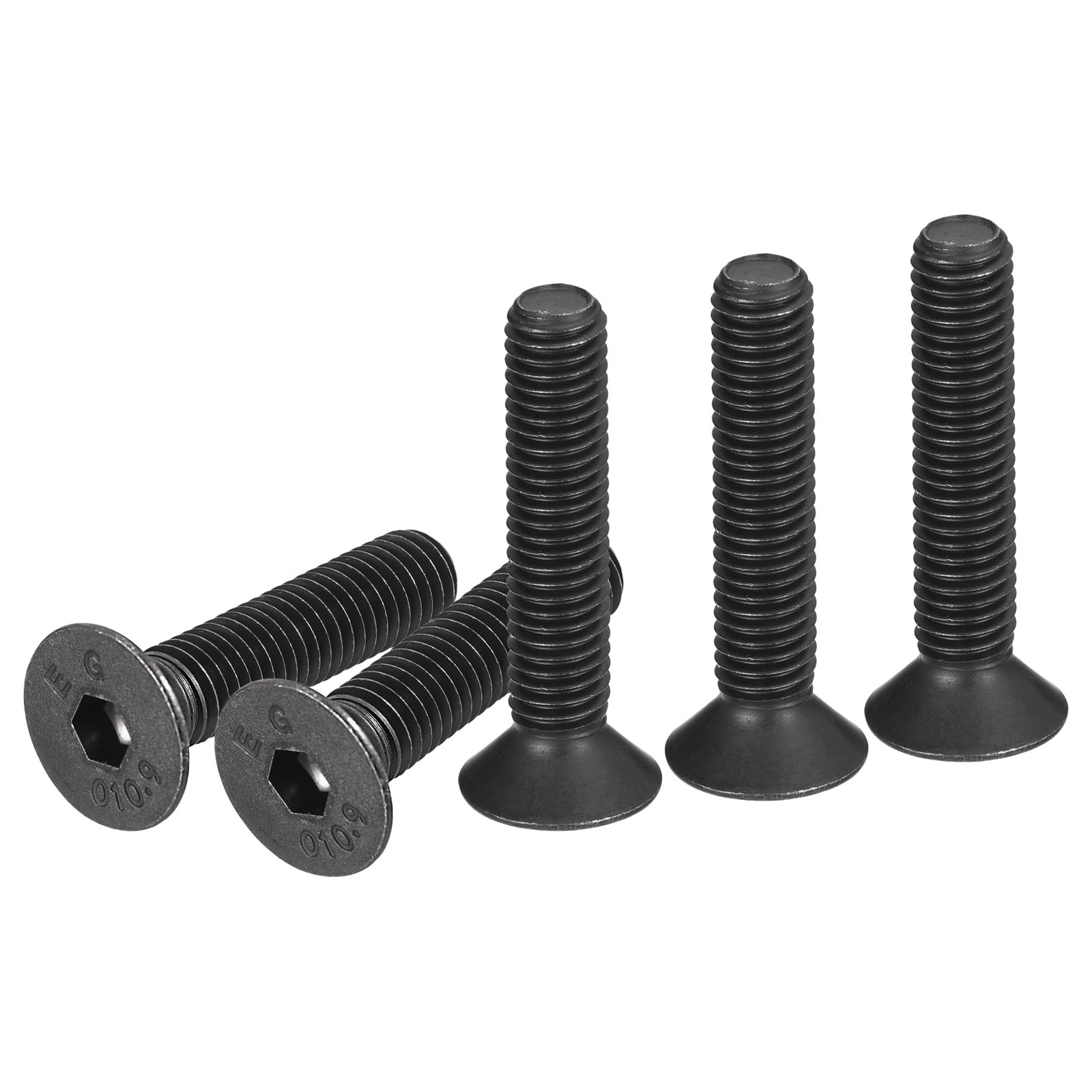 DTGN M8-1.25x40mm Flat Head Socket Cap Screws, 10 Pack Hex Socket Flat Head Screws Carbon Steel Black Oxide, Full Thread