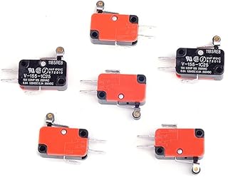 Cylewet 6Pcs SPDT V-155-1C25 Micro Limit Switch Short Hinge Roller Lever Arm for Arduino (Pack of 6) CLT1081