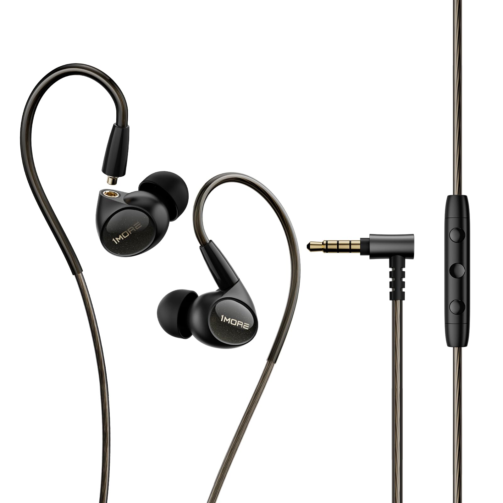 1MORE Penta Écouteurs intra-auriculaires certifiés haute résolution HiFi filaire IEM, connecteur MMCX amovible, microphone MEMS et contrôle 3 en 1, pour smartphones/PC/tablette