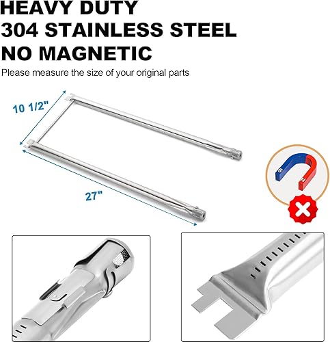 Miniatura 2 de SafBbcue 67557 Tubos de quemador de parrilla para parrillas de gas Weber Summit 460 470, repuesto para tubos de quemador Weber Summit, paquete de 6