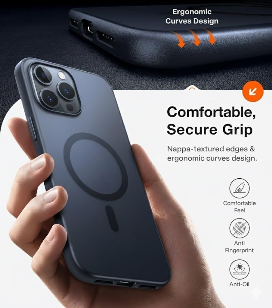 TORRAS Stronger Magnetic & Shockproof for iPhone 13 Pro Case Matte Black | Fit for MagSafe, 12FT Military Grade Drop Tested, Anti-Scratch & Anti-Fingerprint, Slim Protective Translucent Matte Silicone