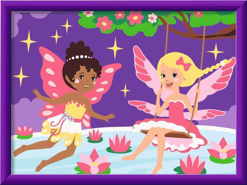 Ravensburger CreArt, Malen nach Zahlen Kinder - Feen-Freundinnen: Mit Neon-Pinker Acrylfarbe!