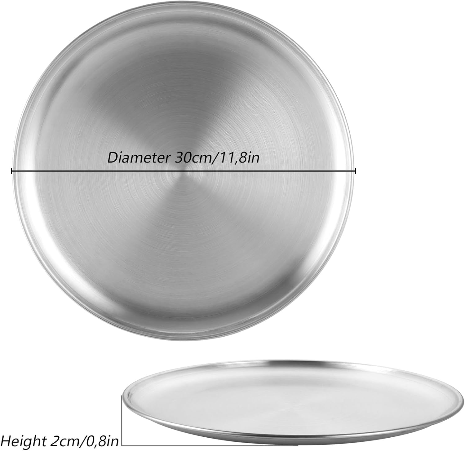 Pizzablech 5er Set, 30cm Rund Edelstahl Pizzaform, Pizzablech Rund, Pizzapfanne Edelstahl Pizza Backblech für Backofen, Backen, Servieren, Braten, Spülmaschinenfest