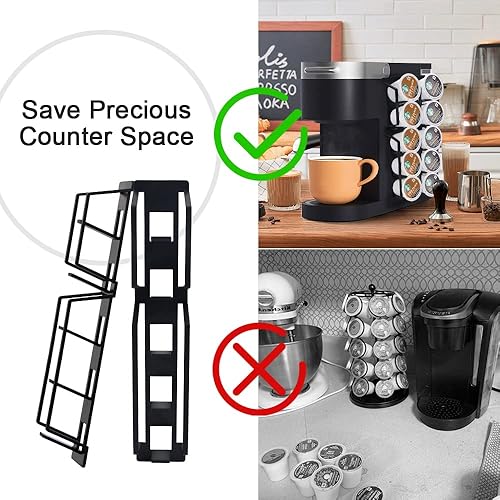 Miniatura 4 de SUNGRACE Organizador de cápsulas K Cup para café Keurig K-Cup, soportes de almacenamiento de montaje lateral, perfecto para mostradores pequeños
