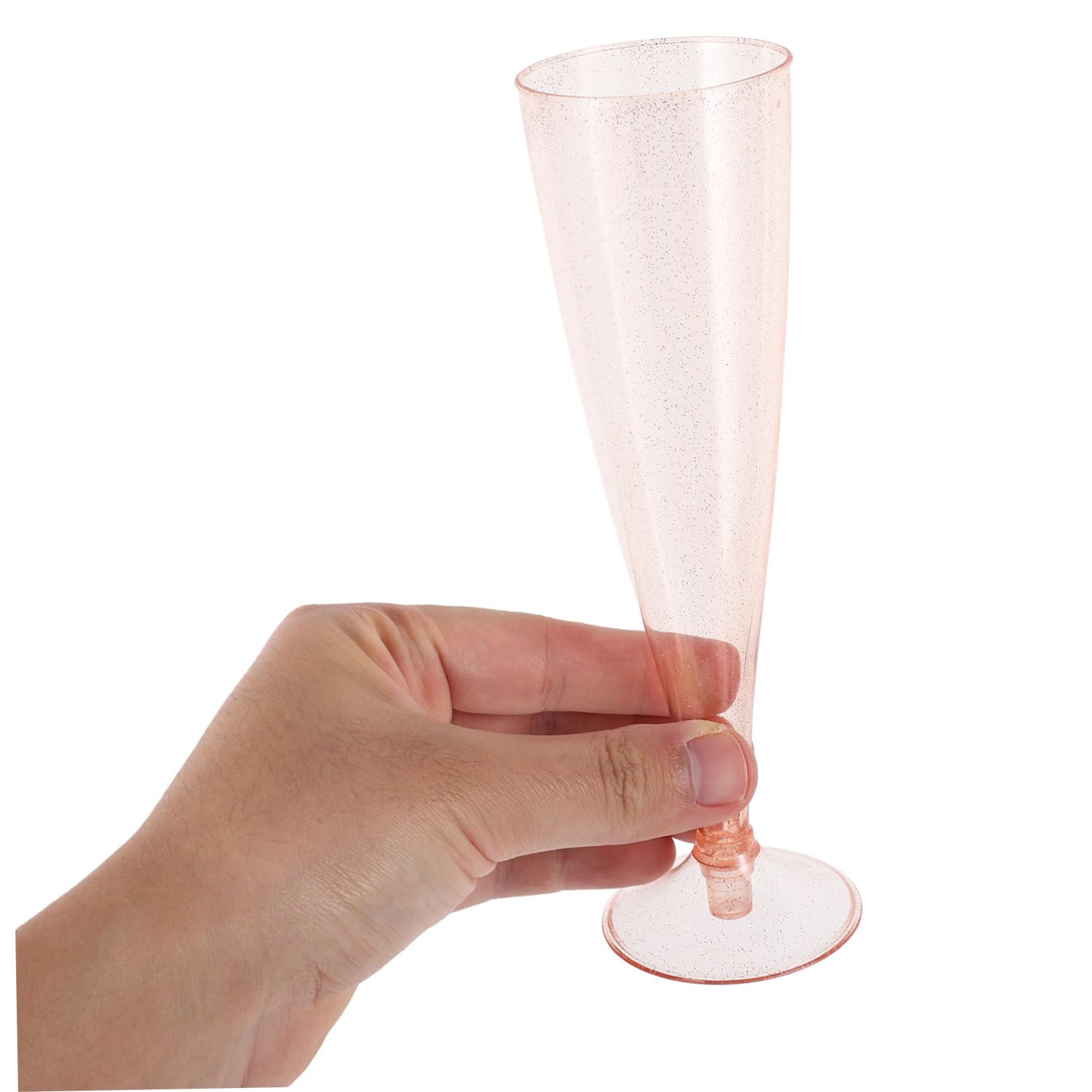 GRIRIW Disposable Wine Flutes Rose 10pcs Glitter Plastic Flutes for Wedding Party