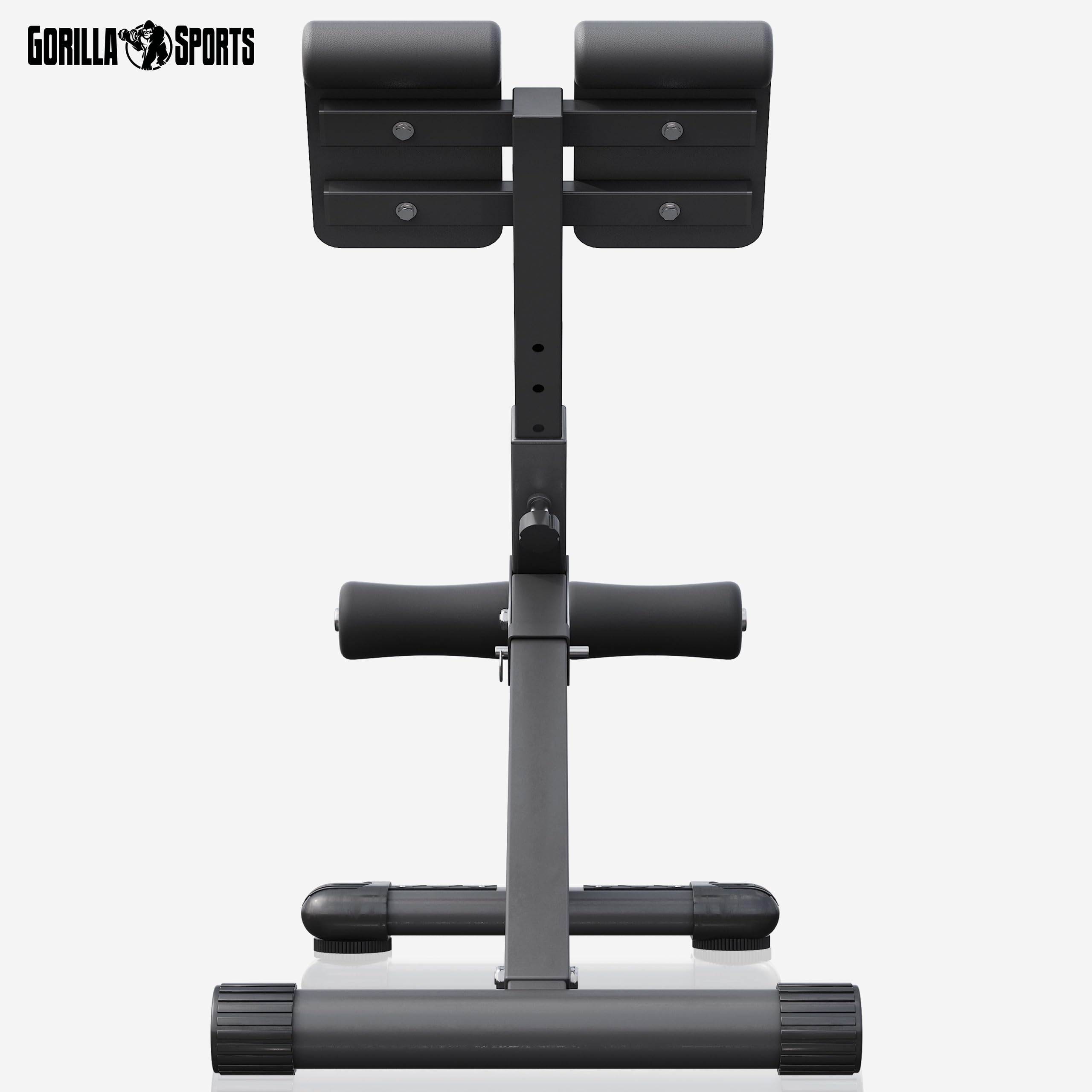 GYRONETICS® Hyperextension Rückentrainer, Klappbar, bis 120 kg, Schwarz | Mit zweiteiligem Bauchpolster und 3-fach höhenverstellbaren Beinstützen; Bauchtrainer, Römischer Stuhl, Fitnessgerät