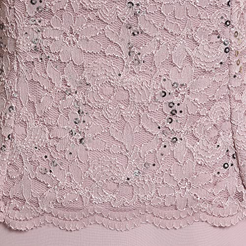 Image of Alex Evenings Women's 3 /4 Sleeve Stretch Lace Bodice Mock One Piece Gown