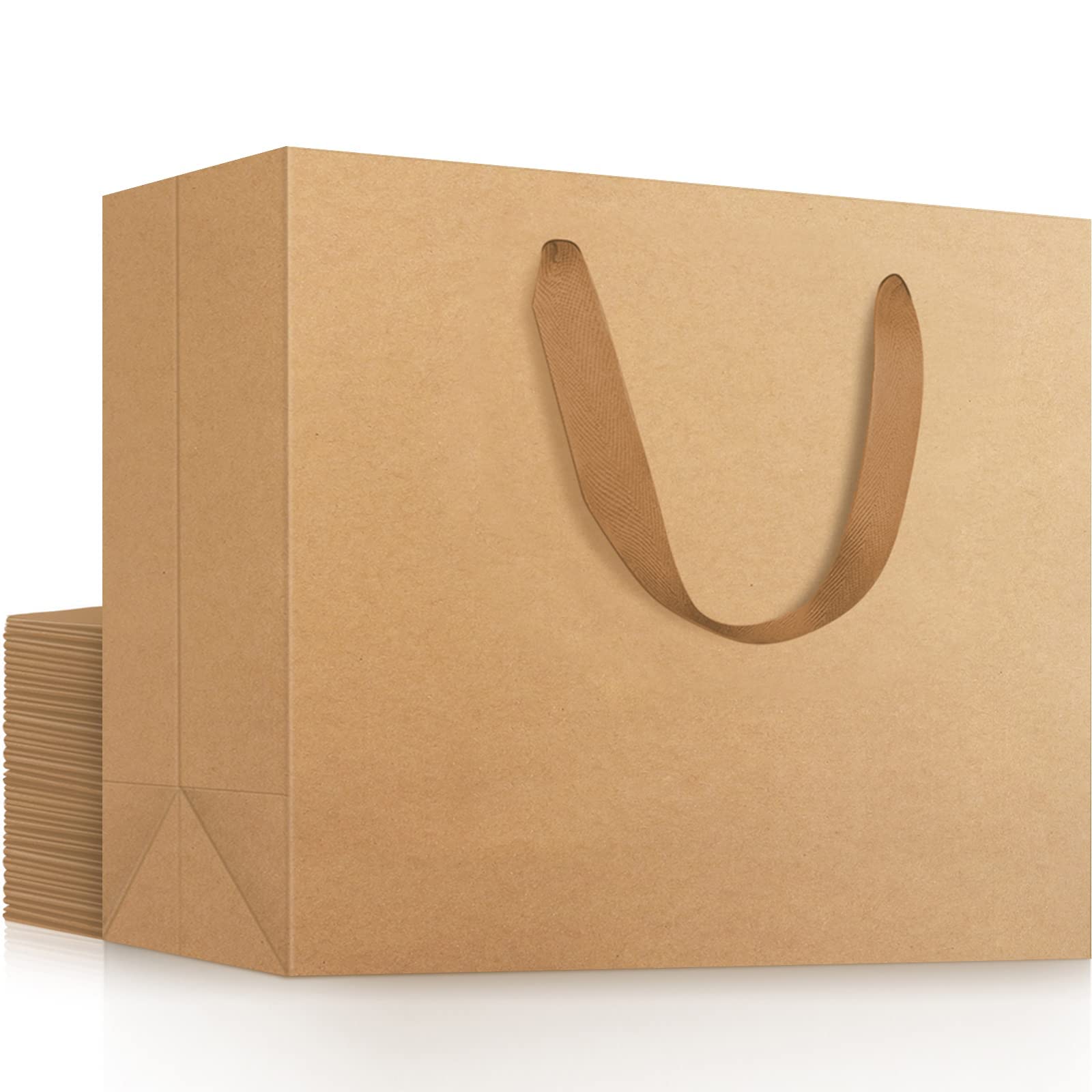 EUSOAR Extra Large Gift Wrap Bags in Bulk, 20 Pack 16x6x12 inches Kraft Paper Bags with Handles, Heavy Duty Totes for Wedding, Grocery, Boutique, Retail, Business, Party Favors, Birthdays