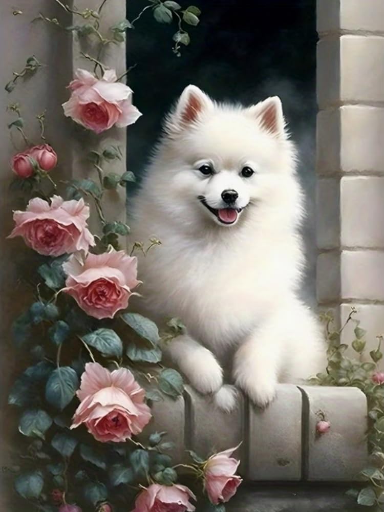 COKYIS Cross Stitch Kits for Adults Stamped 11CT Printed Cross Stitch Kit Dog Counted Embroidery Kits for Beginner Wall Art Home Decoration 40x50cm