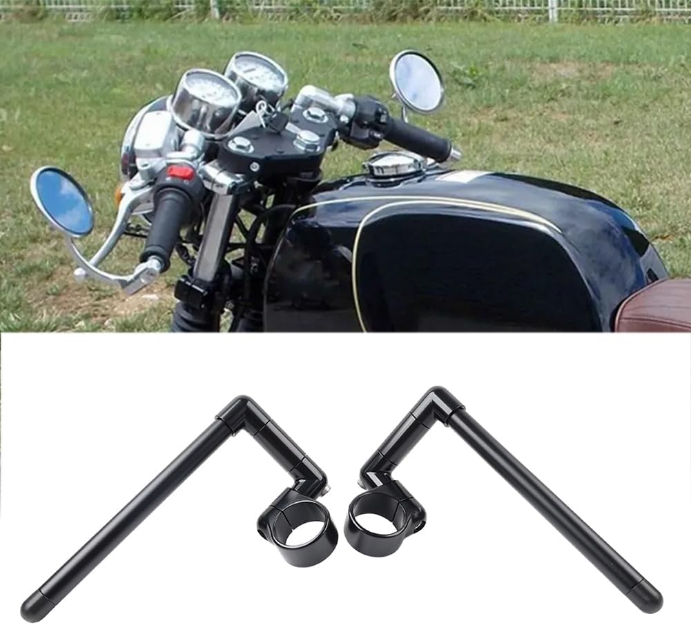 Cnoula11 3PCS Cafe Racer Bars Handlebar Fork Tube Aluminum Extended 49mm Black 50mm Universal For motorcycles with 31mm~58mm Fork tube