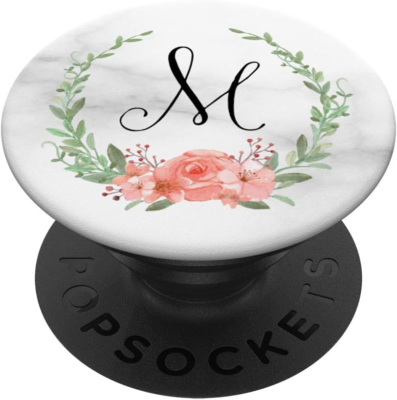 Initial Letter M Floral Monogram Marble